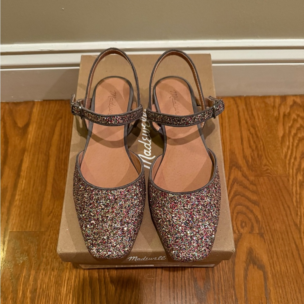 Madewell Multicolor Glitter Slingback Flats